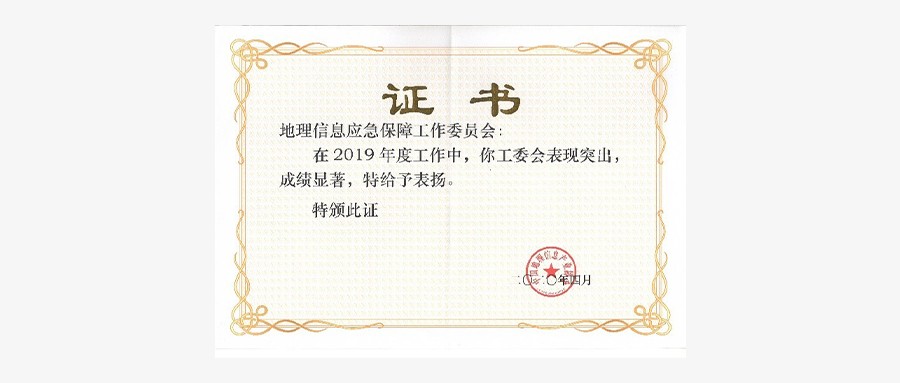 应急工委荣获2019中国地理信息产业优秀工委称号